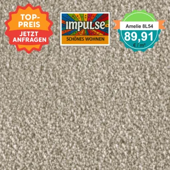 Vorwerk Amelie 8L54 kiesel – Velours Teppichboden 4 m – mit Preisangabe auf dem Bild